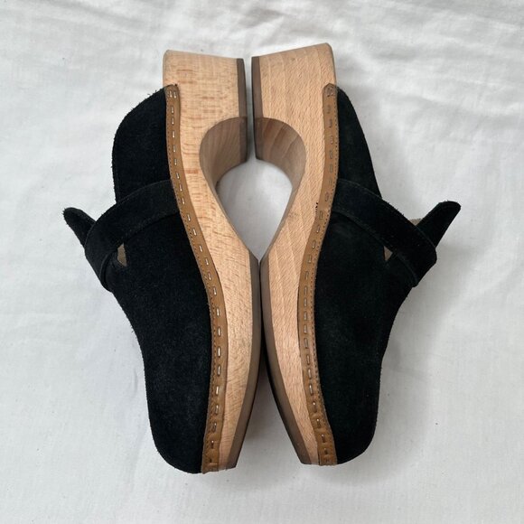 Dr Scholl's Original Collection Black Suede Wood Clog Mules  9 - Picture 9 of 10